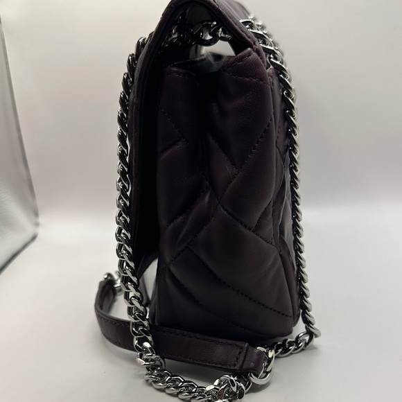Michael Kors Quilted Vivianne Shoulder Bag in Plum with Silver Chain - Picture 5 of 16